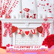 2 Pcs Valentines Bows Lighted Wreath Bow Outdoor LED Lights Burlap Bow Large Pink Heart Printed Bows Tree Topper For Valentine's Day Party Gifts Indoor Outdoor Door Wall Decor - 彩色 - 查看 4