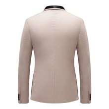 3 PiecesMen Business Slim Fit Shawl Lapel One-Button Blazer Suit With Matching Vest And Pant Groom's Wedding Dress And The Best Man's Dress Suit - Beige - View 4