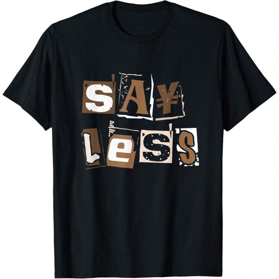 T-Shirt For Men Men's Graphic T-Shirt Brown Say Less Brown Color Graphic T-Shirt Soft Fabric, Breathable, Comfortable Short Sleeve T-Shirts Perfect For Summer - Black - View 1