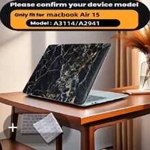 有 4 种大理石图案可供选择，并配有键盘保护膜。它与 MacBook Air Pro 保护套、13/14/15/16 英寸电脑保护套兼容，并配有键盘保护膜，A1370、A1534、A1502、A1707、A2337、A1932、A2179、A2338、A1706、A1708、A2681 塑料硬壳笔记本电脑保护套，黑色、蓝色大理石图案 A2485 A2442、A1466 A1369