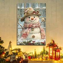 Charming Snowman Canvas Art - Wooden Framed Wall Decor For Living Room, Bedroom, Hallway | Perfect Winter Home Accent