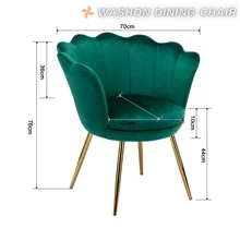 WAHSON OFFICE CHAIRS 1PC Wahson Velvet Armchair Armchair With Gold Legs, Comfortable Bedroom Armchair Relax Chair For Living Room/Bedroom - 綠色 - 查看 3