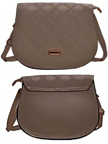 Bolsa Feminina Pequena com Alça Ajustável Envio Modelo Aleatório Sem Divisória - Marrom Claro - Visão 2