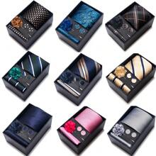 AlanKing 1 件圣诞礼物男士领带时尚设计英伦风格正式商务婚礼领带礼盒装男士领带 - 混色 - 查看 1