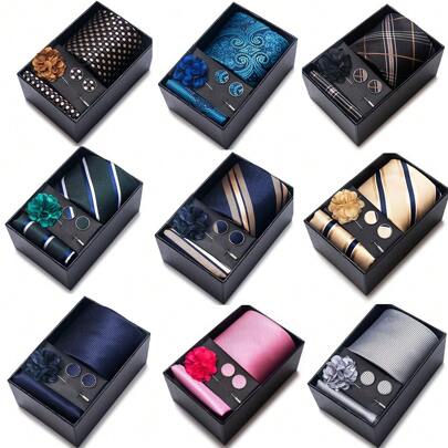 AlanKing 1 件圣诞礼物男士领带时尚设计英伦风格正式商务婚礼领带礼盒装男士领带