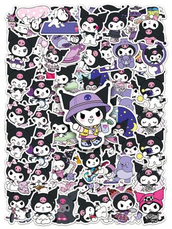 Sanrio 50 件独特的 KUROMI 和可爱 Charmmy Kitty DIY PVC 防水涂鸦贴纸装饰手机剪贴簿摩托车头盔电脑汽车吉他靴子家居笔记本