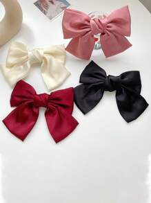 1pc Latest Fashion White Bow Spring Hair Clips Elegant Hair Accessories Joker Hair Clips In Daily Life Cute Halloween Valentine's Day - White - View 2