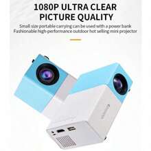 LED Entertainment Home Office HD 1080P Micro Mini 3D Projector, Support Mobile Power Supply, Suitable For Multiple Scenes - Blue and White - View 3