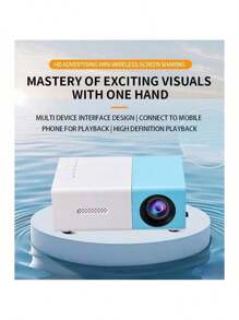 LED Entertainment Home Office HD 1080P Micro Mini 3D Projector, Support Mobile Power Supply, Suitable For Multiple Scenes - Blue and White - View 2