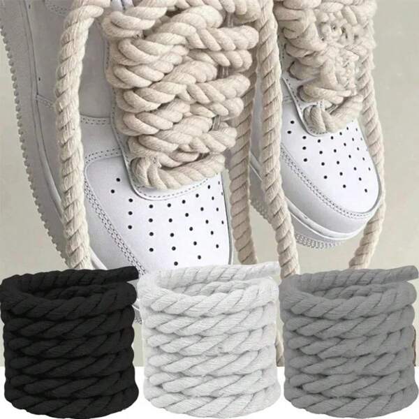 4 pezzi/2 paia di lacci per scarpe in lino spesso, unisex, adatti per scarpe di tela, sneaker, scarpe casual
