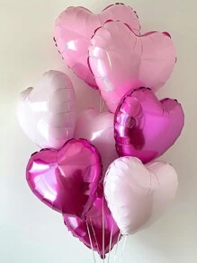 10pcs/Set 18inch Heart Shaped Foil Balloon In Gold, White, Red, Pink, Blue, Cream, Light Gold, Black - Perfect For Birthday Party, Wedding, Valentine's Day, Anniversary, Bridal Shower, New Year Party Decoration, Room Decor, Photo Props - Multicolor - View 7