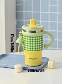 1 pieza Nuevo Vaso de Doble Capa Aislado Térmicamente, Taza con Pajita Altamente Atractiva, Botella de Agua Portátil de Gran Capacidad para Uso Doméstico y Vuelta al Colegio - Multicolor - Ver 6