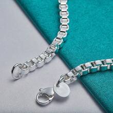 925 Silver Plated 4MM Box Chain Bracelet For Women Men Wedding Engagement Party Fashion Charm High Quality Jewelry - Silver - View 5