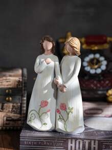 1pc Mother-Daughter Figurine Decor Ornament - Multicolor - View 9