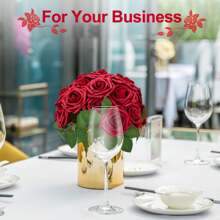 10/30/50/100支象牙色泡沫假玫瑰带茎，适用于DIY婚礼花束、新娘送礼会中心装饰品、派对餐桌装饰、情人节和母亲节（不含纸盒） - 酒紅色 - 查看 8