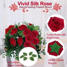 10/30/50/100支象牙色泡沫假玫瑰带茎，适用于DIY婚礼花束、新娘送礼会中心装饰品、派对餐桌装饰、情人节和母亲节（不含纸盒） - 酒紅色 - 查看 4