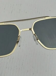 1pc Men's Metal Square Fashion Glasses, Punk Street Style Fashion Glasses
