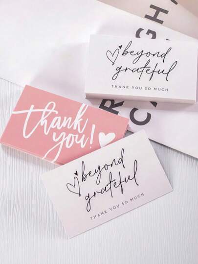 50pcs Thank You Support My Business Cards, Cake Decorations, Gift Wrapping And Greeting Cards, Birthday And Wedding Party Supplies, Customer Appreciation Cards, Applicable For Shops, Online Retailers, Business Supplies And Local Stores Back To School Valentine's Day