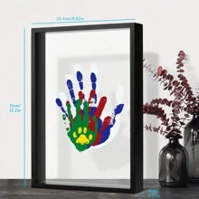 Family Handprint Kit Gift For New Parents, DIY Craft To Make Lasting Keepsake Memento With Wooden Frame Gifts Birthday Graduation - Black - View 3