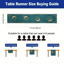 1 件 13 X 71 英寸桌旗，带月亮图案的桌旗，装饰性桌旗 - 彩色 - 查看 3