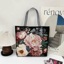 Women  Style Tote Bag Embroidery Shoulder Bag Ladies Cotton Linen Shopping Handbag - B - View 8