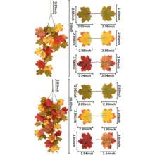 2 piezas de ramas con hojas de arce artificiales, hojas de arce de otoño, hojas de otoño falsas, tallos de hojas de otoño de seda, ramo de otoño artificial para acción de gracias, interior y exterior, hogar y cocina en otoño - Naranja - Ver 2