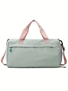 1 Piece Customize Your Name Logo With Random Color Chenille Letters On Duffel Bag For Women – Casual Polyester Weekender Bag With Shoe Compartment, Personalized Gym Sports Travel Bag With Adjustable Strap Suitable For Travel, Gym & Sports Perfect Gift For Travelers & Fitness Enthusiasts