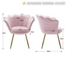 WAHSON OFFICE CHAIRS 1PC Wahson Velvet Armchair Armchair With Gold Legs, Comfortable Bedroom Armchair Relax Chair For Living Room/Bedroom - Màu Hồng baby - Xem 2