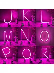 1pc Pink 26 Letter Neon Light With Stand DIY Name Sign Wedding Party Alphabet Number LED Night Lamp For Bar Advertising Logo Decor
