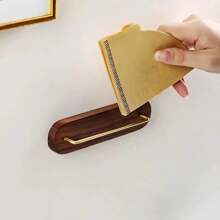 Walnut Wood Coffee Filter Paper Holder, Wall-Mounted No Drilling Required, Disposable V-Shaped Fan-Style Filter Paper Storage Rack - Filter Paper Holder - View 1