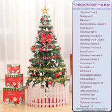 5ft Artificial Christmas Tree With LED Energy-Saving Lights, Including 109 Pendant Tree Skirts And Guardrails - màu xanh lá - Xem 8