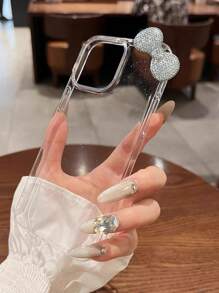 Étui de téléphone avec paillettes transparentes, strass et nœud papillon - Design mignon de nœud papillon - Compatible avec 16 Pro Max 15 14 13 12 11, coque de protection complète, étanche, antichoc, anti-rayures - Transparent - Voir 5