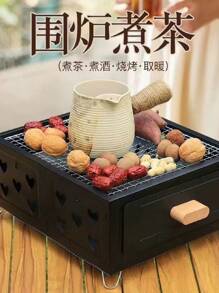 Lò nướng BBQ gia đình, Lò nướng xiên BBQ ngoài trời, Lò nướng thịt trong nhà, Bộ đồ nấu ăn trên lửa trại - màu đen - Xem 3