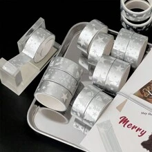 银色星形装饰和纸胶带，多用途遮蔽胶带，Ins 风格银色胶带贴纸