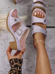 Damen Hausschuhe mit hohem Absatz, Große Größen, neue Kollektion, Lässig - Violett - Übersicht 2