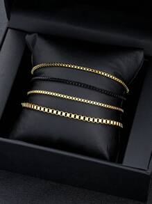 2 Pieces Set/4-Piece Set/12 Pieces Set Minimalist Fashion Stacked Stainless Steel Multi-Color Bracelet Set For Men's Holiday Dating Party Gift Daily Matching (Without Gift Box) - Multicolor - View 8