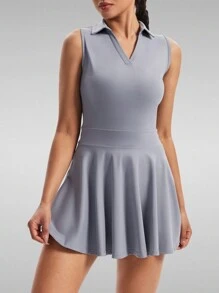 Blaosn Golf Tennis Dress  Dresses For Women With Pockets Shorts 2 Piece Sets Outfits For Sleeveless Workout Athletic Dresses - 灰色 - 查看 2