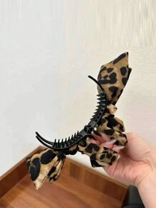1pc Chic Leopard Print Bow Hair Claw, Large Chic Leopard Print Bow Hair Clip, Elegant Polyester & Spandex Bowknot Hair Clip, - Elegant Retro Double-Layer Big Bow Hair Clip Elegant Bow Ball Head Clip High Ponytail Fixed Clip, Vintage-Inspired Fabric Hair Claw For Ponytails & Updos, Y2K Inspired PVC Knot For Women, Perfect Gift Claw Clips Hair Claws Hair Barrettes