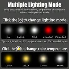 1pc High Bright LED Mini Camping Light Rechargeable 5 Modes Flashlight With Strong Magnet Hook Outdoor Waterproof Emergency Lantern - White Light - View 5