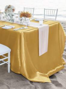 1 khăn trải bàn hình chữ nhật 145x260cm / 145x180cm vải lụa mịn dùng cho tiệc, ngày lễ, bữa tối, đám cưới, trang trí lễ kỷ niệm - Hồng - Xem 8