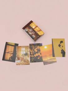 50入組夕陽主題日記材料diy裝飾貼紙 - 黃色 - 查看 6