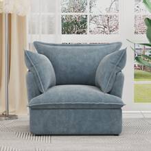Modern Accent Chair For Living Room And Bedroom Comfortable Single Sofa Chair Beige - Blue - View 5