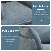 Modern Accent Chair For Living Room And Bedroom Comfortable Single Sofa Chair Beige - Blue - View 11