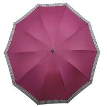 1把10骨黑色雨伞，两用折叠伞，格子饰边，促销印花雨伞