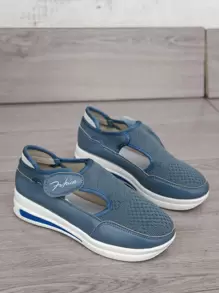 Zapatillas deportivas cruzadas platform de malla para mujer, tacón bajo y fondo plano,nuevas zapatillas casuales de primavera para mujeres,  boca profunda, gruesas y antideslizantes