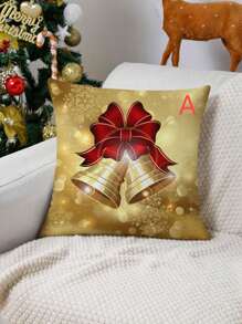 1pc/4pcs/Set Sparkly Christmas Background Design Pillow Covers, Modern Style Printed Velvet Fabric Pillowcases For Sofa, Bedroom, Home Decoration, Christmas Without Filler