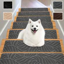 7/15-Piece 20*76cm Leaf Pattern Rectangular Anti-Slip Stair Tread Carpets Stair Tread Mats, Indoor Stair Non-Slip Carpet, Soft Mats For Dogs And Pets, Stair Grip Carpet Treads, Reusable Self-Adhesive Floor Mats, Stair Non-Slip Mats,Carpet Stair Treads, Anti-Slip Indoor Rug, Non-Slip Rug For Wooden Step Stairs, Anti-Slip For Pets - Multicolor - View 3