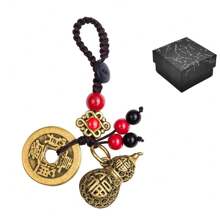 1 Set Of 12 Zodiac Feng Shui Gourd Keychains Gift Box - Brass Gourd, Lucky Coin, Bringinging Good Luck And Wealth, Chinese Style Pendant, Suitable For Collection And Gifting - Bronze - View 15