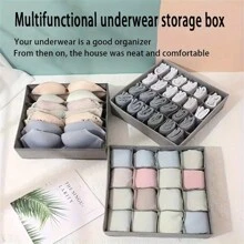 1pc Washable Underwear Storage Box Foldable 7/16/24 Grids Bras Socks Drawer Organizer Multi-Functional Home Storage Organizer