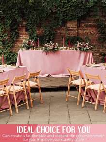 1 khăn trải bàn hình chữ nhật 145x260cm / 145x180cm vải lụa mịn dùng cho tiệc, ngày lễ, bữa tối, đám cưới, trang trí lễ kỷ niệm - Hồng - Xem 5